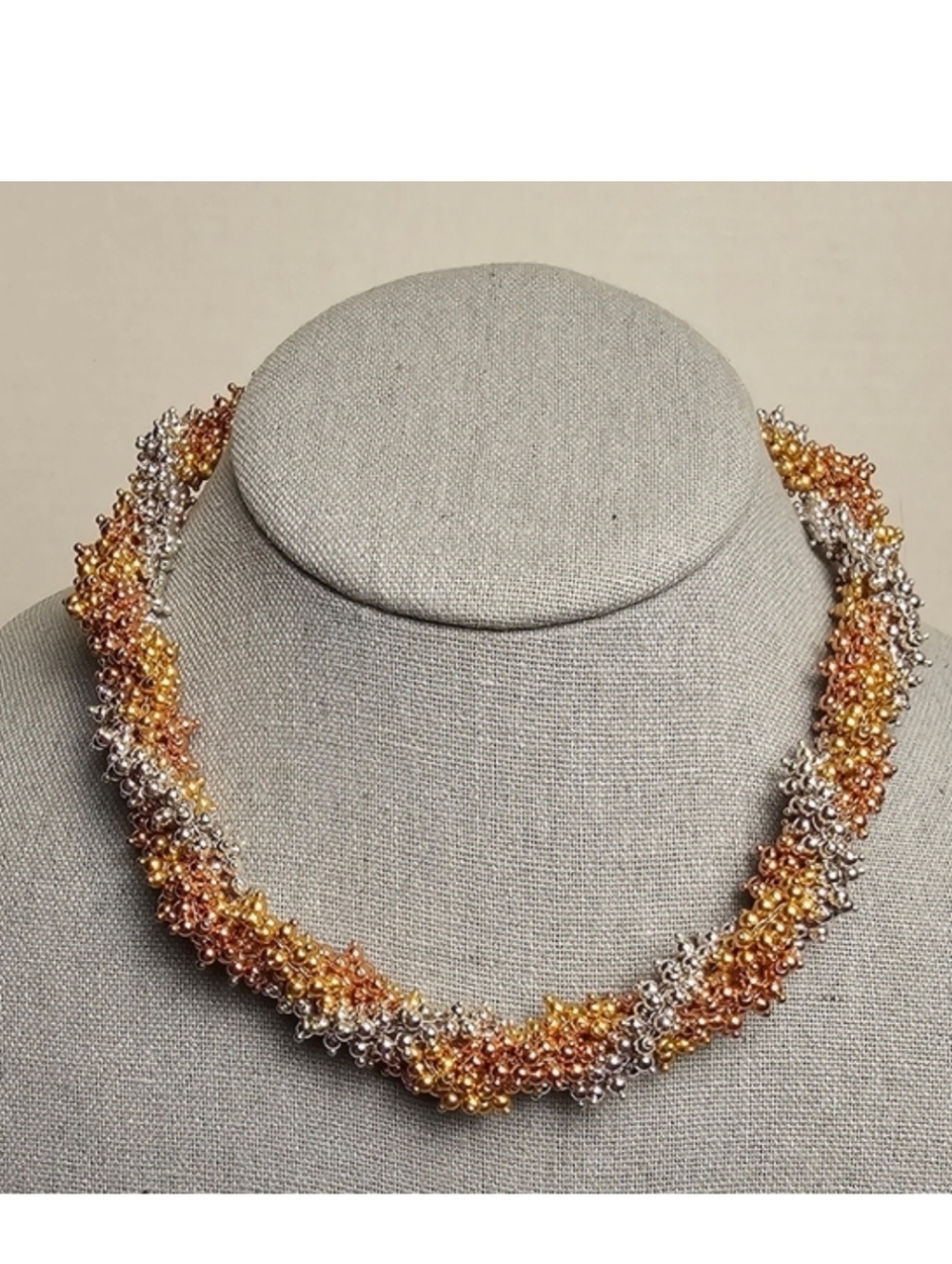 [J. Crew] Multi Color Twisted Beaded Choker Necklace [Gold, Silver, Rose Gold]